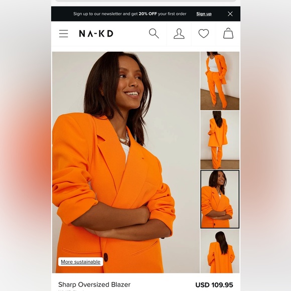 NWT NA-KD ORANGE OVERSIZED BLAZER - Picture 1 of 9